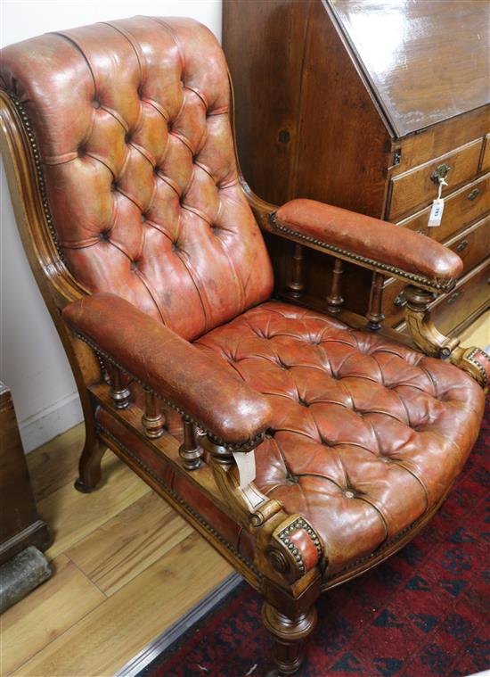 A pair of Victorian leather chairs